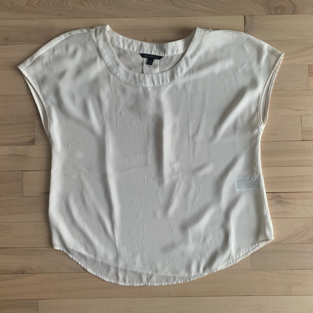BANANA REPUBLIC - Ivory Minimalist Blouse | Effortless Draped Fit - Picture 3 of 9